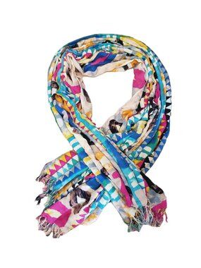 Large Scarf Wrap Batik Frimge Tribal Print Festival